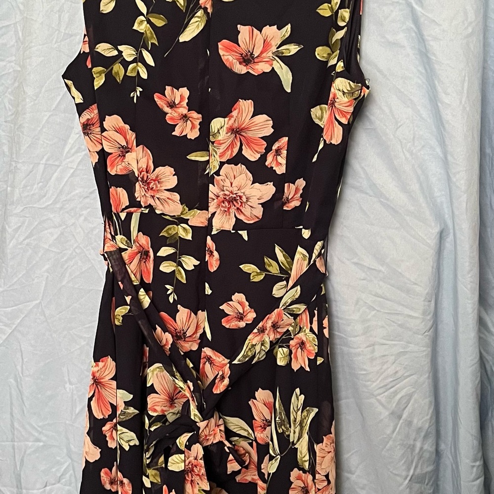 Navy Blue Floral Midi Dress